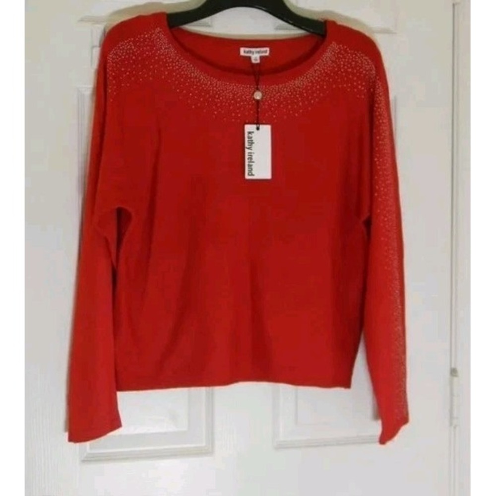 Kathy Ireland Red Sweater with Sparkle Detailing Christmas Holidays Size PXL (2)